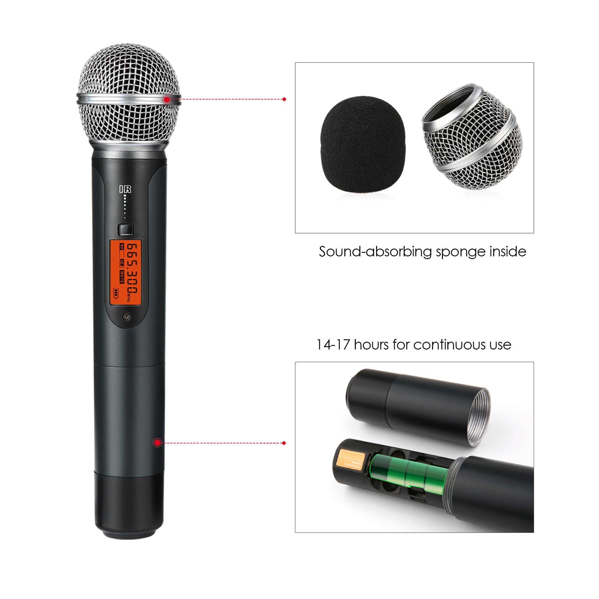 Achetez CD-08 Dual Professionnel UHF Microphone Microphone Charge