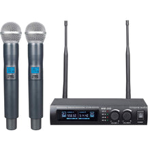 Load image into Gallery viewer, innopow audio Metal Dual UHF Wireless Microphone System,inp Metal Cordless Mic set, Long Distance 150-200Ft ,16 Hours Continuous Use for Family Party,Church,Small karaoke Night (WM200)