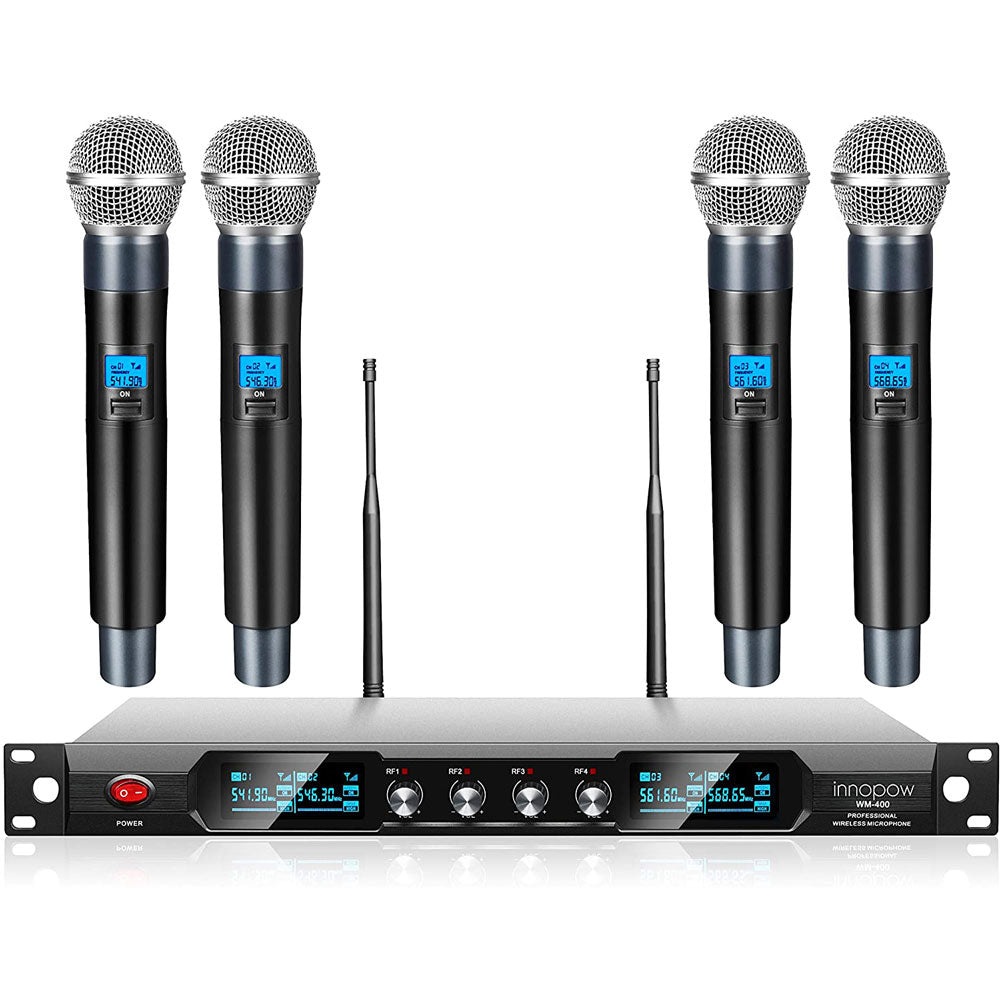 4 Professional Wireless Karaoke Microphone, Wireless Microphone 4 Channel